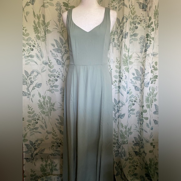 Show Me Your Mumu Jenn Maxi Dress NWT Silver Sage Crisp - Picture 6 of 11